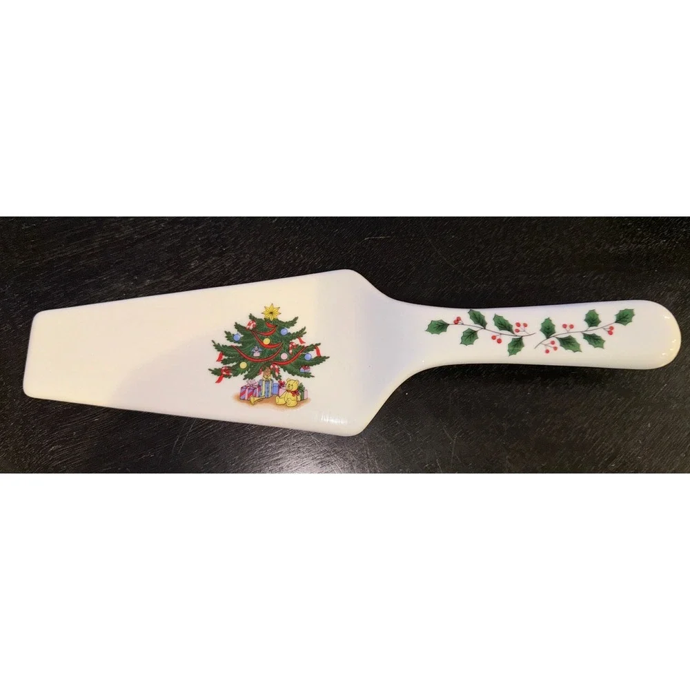 Vintage Christmas Tree Pie Cake Dessert Plate Utensil‎ Server Porcelain Japan